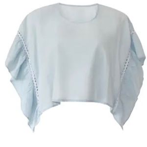 NEW BCBGeneration ruffle sleeve chambray crop top